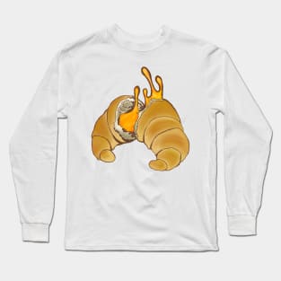 Creamy Croissant - Beautiful French Pastry Breakfast - Cyan Long Sleeve T-Shirt